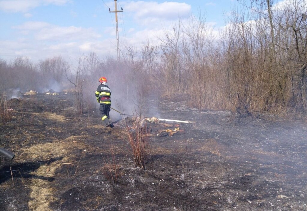 Un nou incendiu de vegetație uscată în Dâmbovița! Pompierii au intervenit de urgență