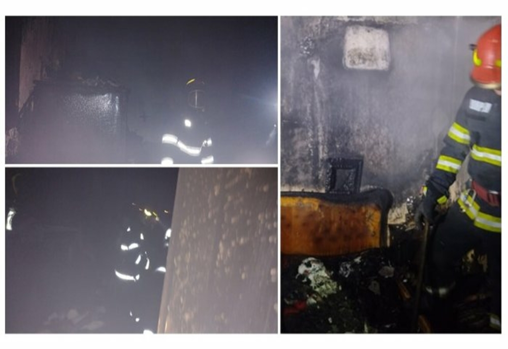 Incendiu într-un apartament din Ploiești. Un bărbat a fost transportat la spital, cu arsuri