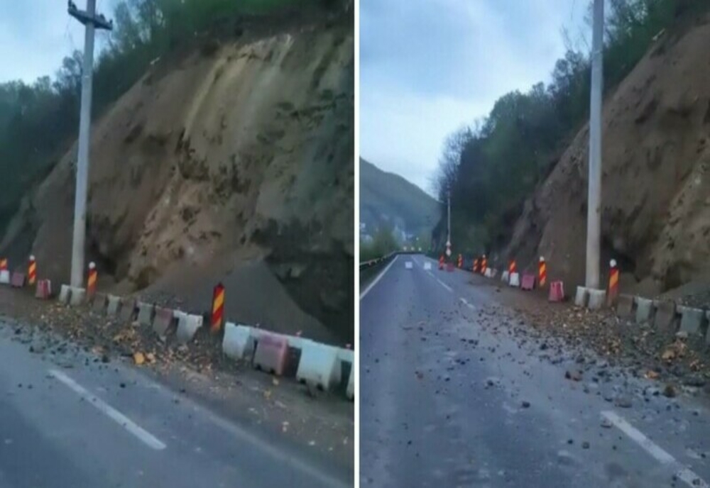 Circulația a fost blocată din nou pe Valea Oltului. Noi căderi de pietre la Călimănești