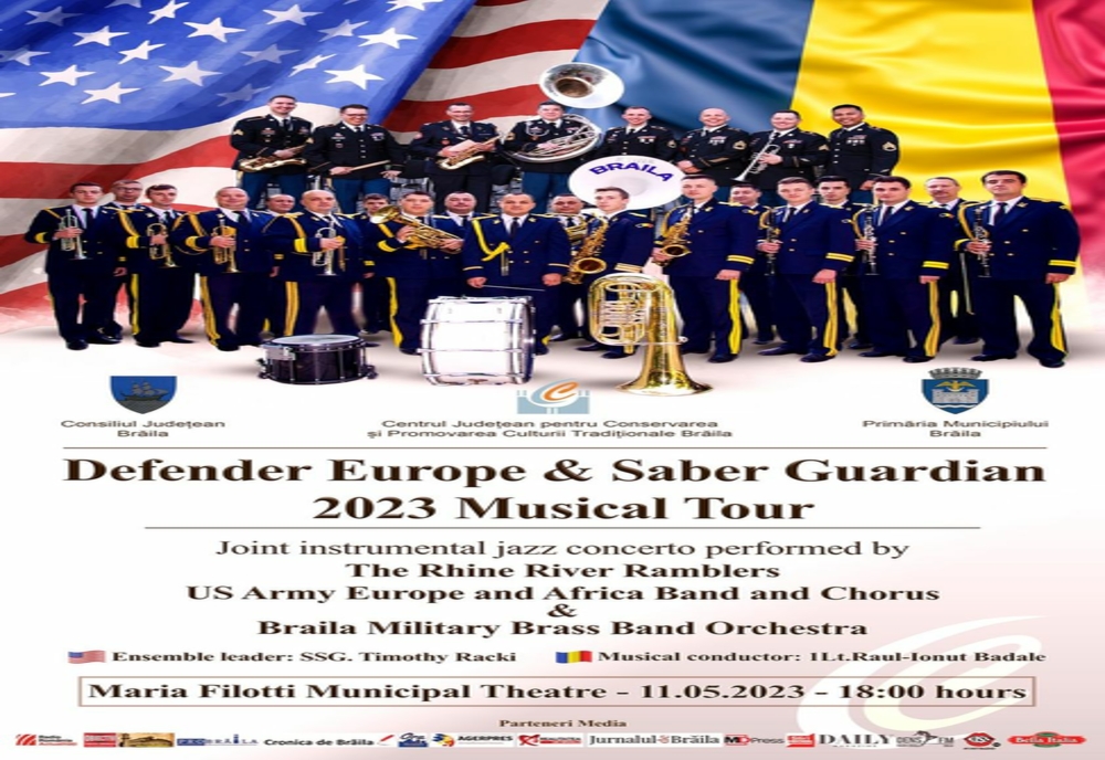 “Defender Europe & Saber Guardian 2023 Musical Tour” în Sala Mare a Teatrului ”Maria Filotti” din Brăila