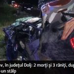 Accident grav, în județul Dolj: 2 morți și 3 răniți, după ce mașina a intrat într-un stâlp