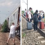 Un tren a rămas blocat pe câmp, după ce s-a stricat locomotiva. Pasagerii au ieșit la ocazie