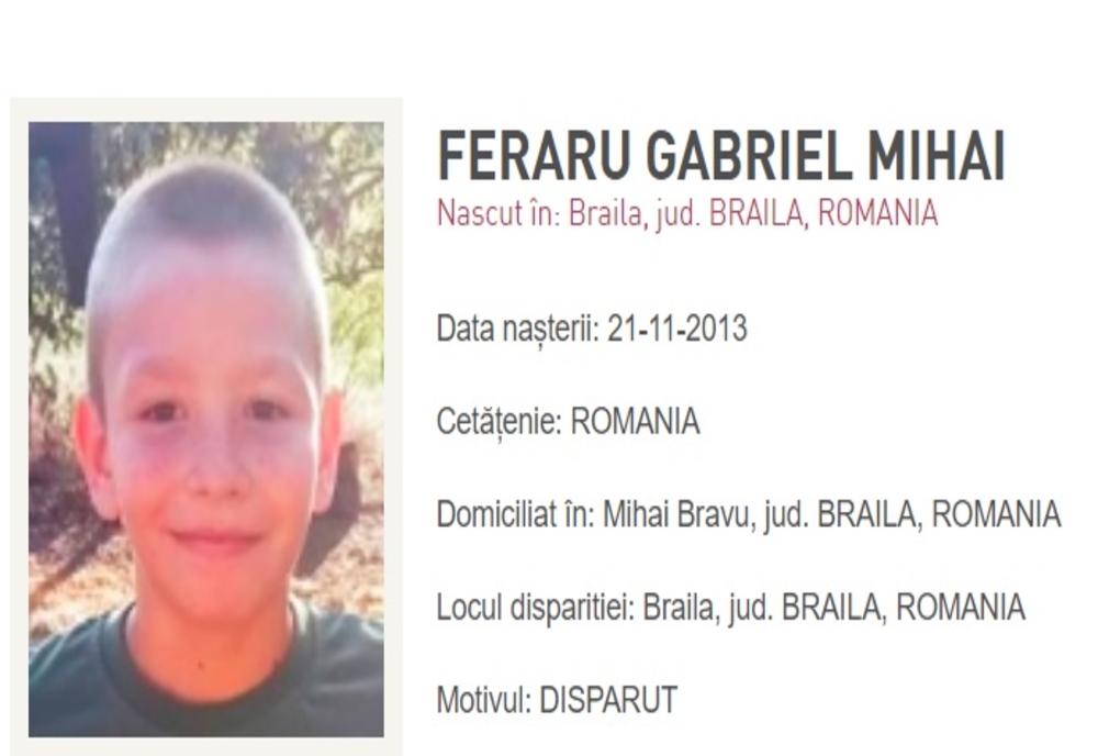 Copil de 9 ani din Brăila dispărut de la domiciliu. Au fost transmise și mesaje RO-ALERT