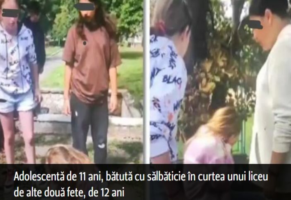Adolescentă de 11 ani, bătută cu sălbăticie în curtea unui liceu de alte două fete, de 12 ani. NIMENI nu a intervenit – VIDEO