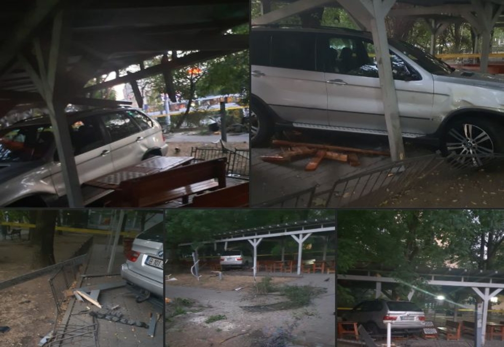 Accident halucinant în București. Un șofer băut a ajuns cu SUV-ul în foișorul de șah al pensionarilor