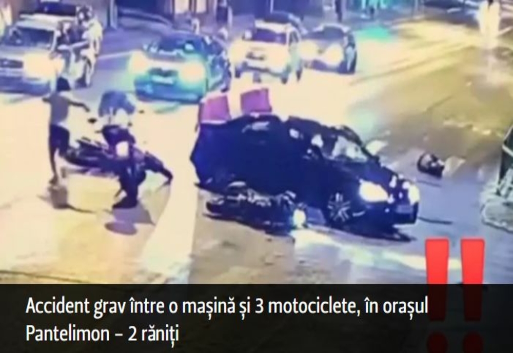 Accident grav între o mașină și 3 motociclete, în orașul Pantelimon