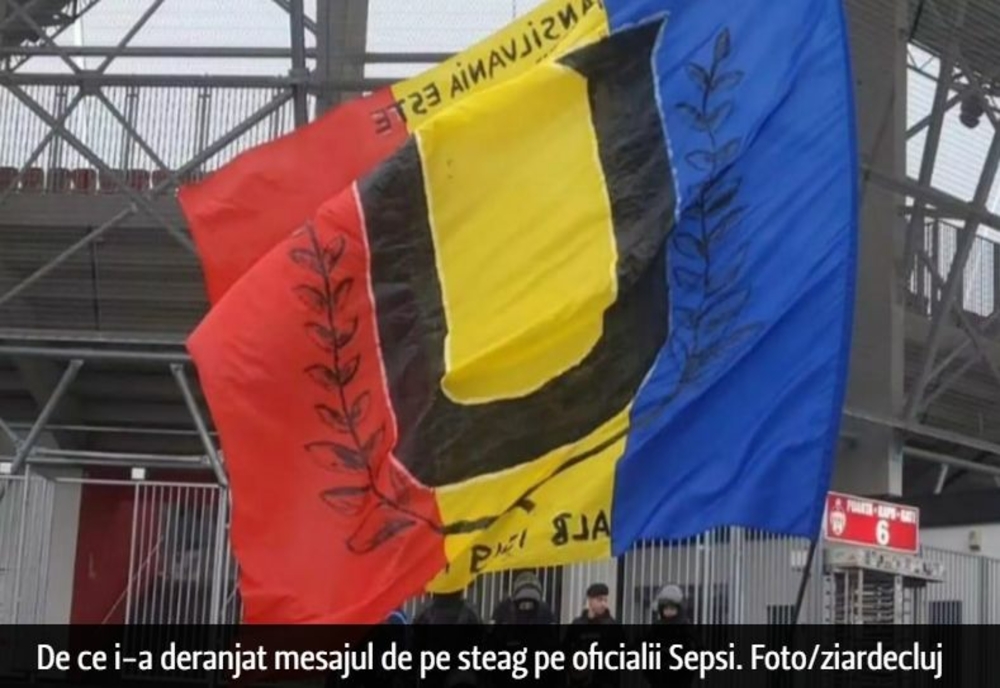 Incident la un meci de fotbal. Fanii „U” Cluj nu au fost lăsați cu steagul României pe stadionul celor de la Sepsi Sfântul Gheorghe