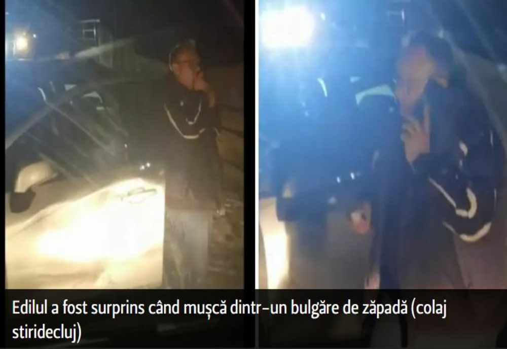 Un primar din Cluj mănâncă zăpadă ca să scape de mirosul de ALCOOL. Mai mulți polițiști, anchetați – VIDEO
