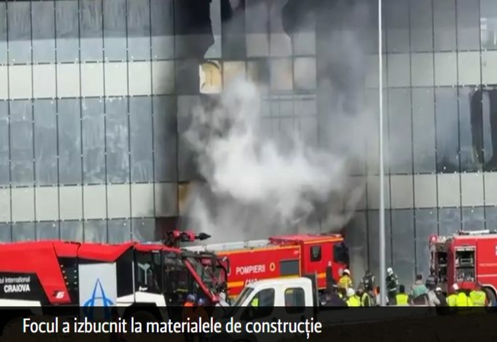 Incendiu la Aeroportul din Craiova. Mobilizare masivă a pompierilor – VIDEO