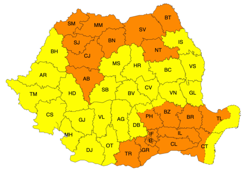 ANM – Coduri galben și portocaliu de vânt în toată țara